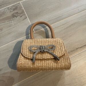 Anthropologie mini rattan & sparkle bag
